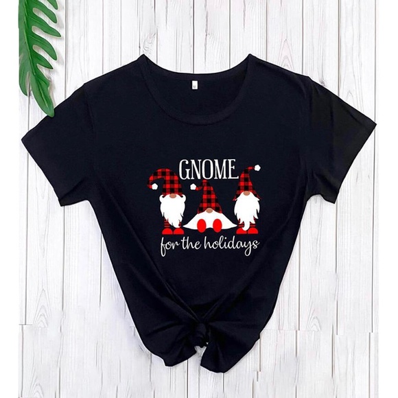 Christmas Gnome SVG Print Short Sleeve T-shirt - Picture 3 of 3